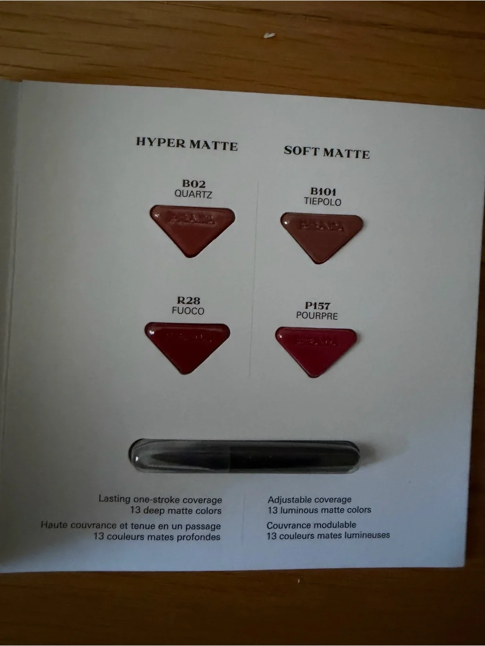 Prada Monochrome Weightless Lipcolors - 4 Sample Colors & Brush - New in Package
